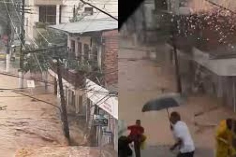 VÍDEO: Cratera enorme engole poste e moradores quase são eletrocutados em SC